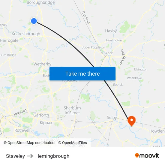 Staveley to Hemingbrough map