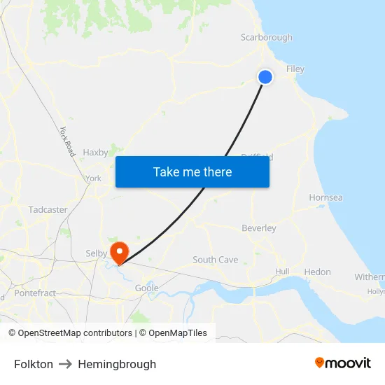 Folkton to Hemingbrough map