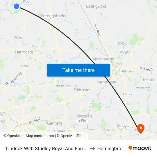 Lindrick With Studley Royal And Fountains to Hemingbrough map