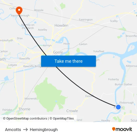 Amcotts to Hemingbrough map