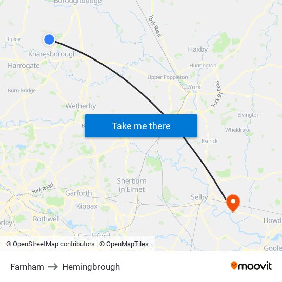 Farnham to Hemingbrough map