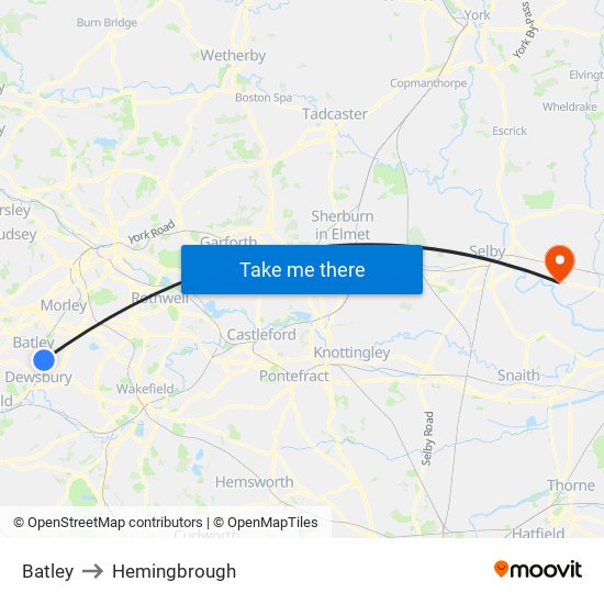 Batley to Hemingbrough map