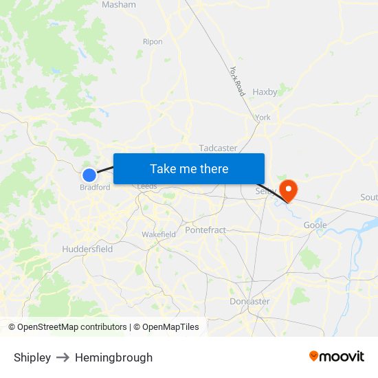 Shipley to Hemingbrough map