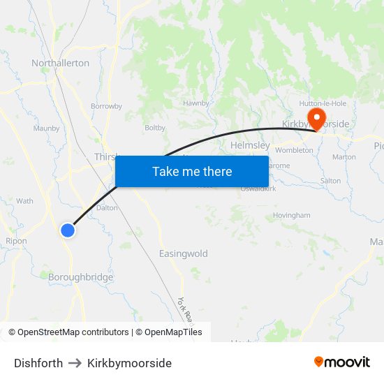 Dishforth to Kirkbymoorside map