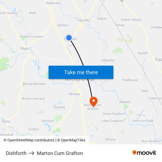 Dishforth to Marton Cum Grafton map