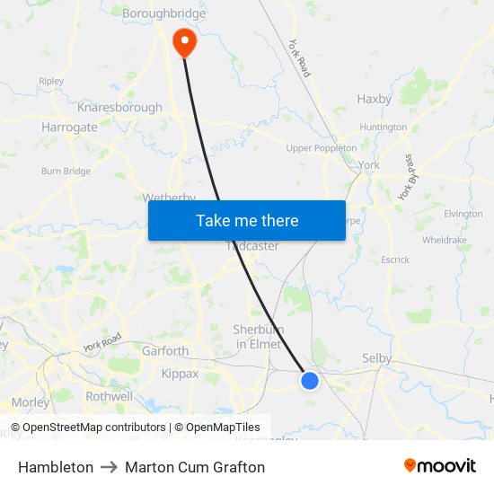 Hambleton to Marton Cum Grafton map