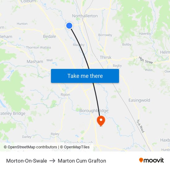 Morton-On-Swale to Marton Cum Grafton map