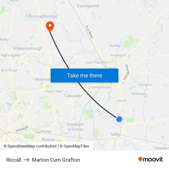 Riccall to Marton Cum Grafton map