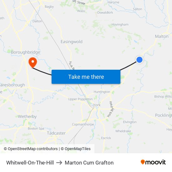 Whitwell-On-The-Hill to Marton Cum Grafton map