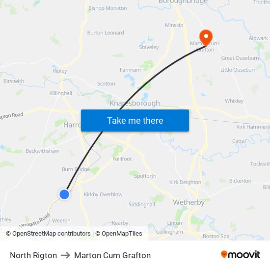 North Rigton to Marton Cum Grafton map