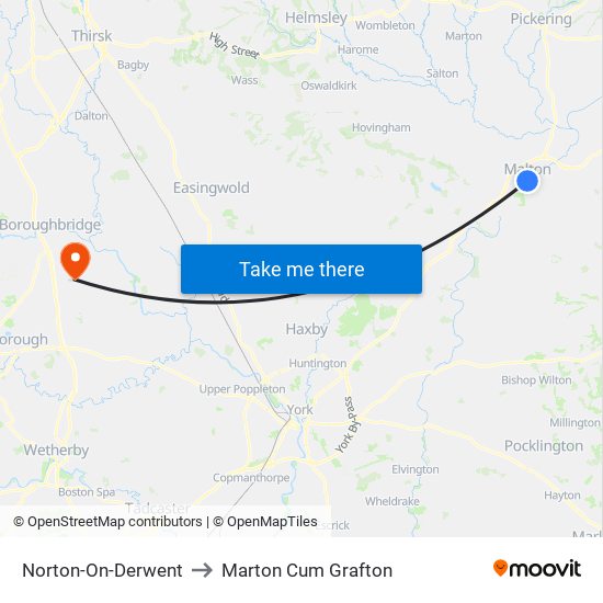 Norton-On-Derwent to Marton Cum Grafton map