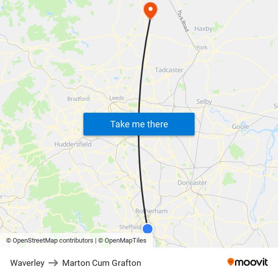 Waverley to Marton Cum Grafton map