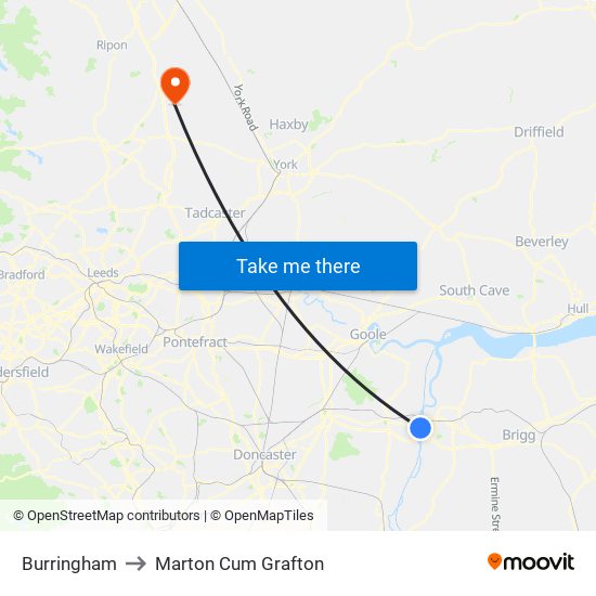 Burringham to Marton Cum Grafton map