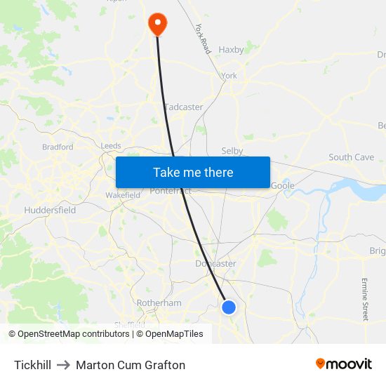 Tickhill to Marton Cum Grafton map