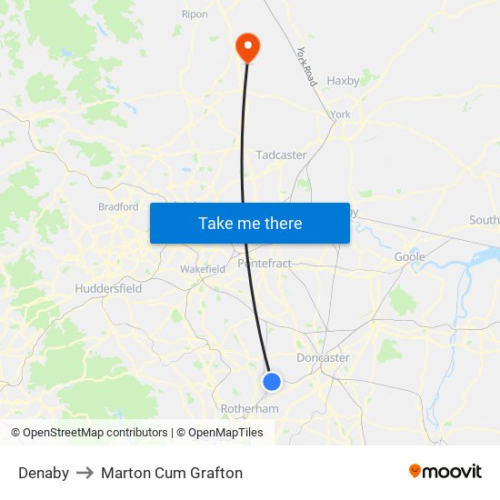 Denaby to Marton Cum Grafton map