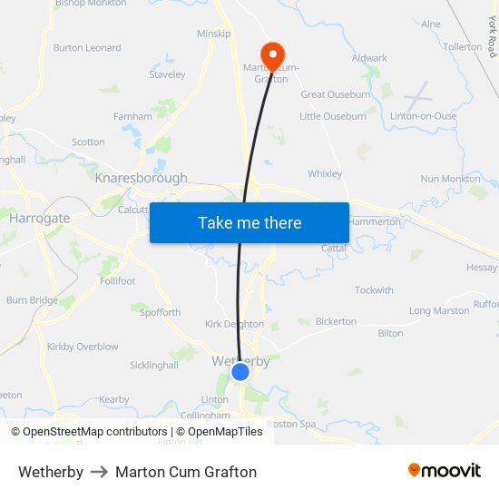 Wetherby to Marton Cum Grafton map