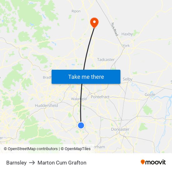 Barnsley to Marton Cum Grafton map