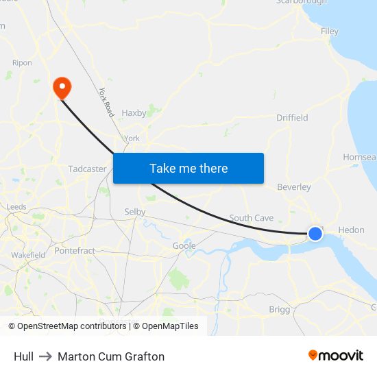 Hull to Marton Cum Grafton map