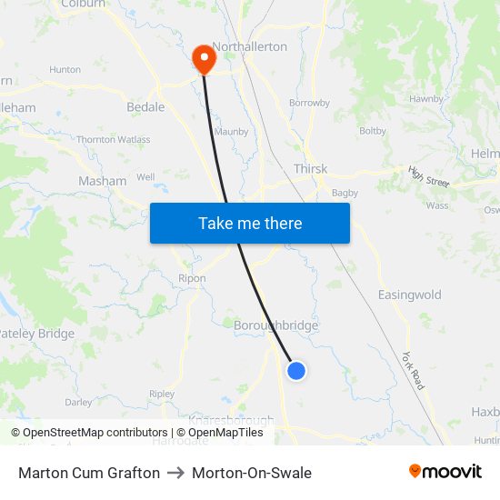 Marton Cum Grafton to Morton-On-Swale map