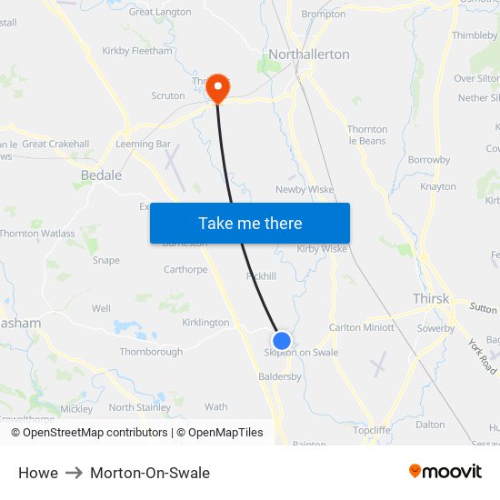 Howe to Morton-On-Swale map