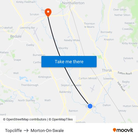 Topcliffe to Morton-On-Swale map