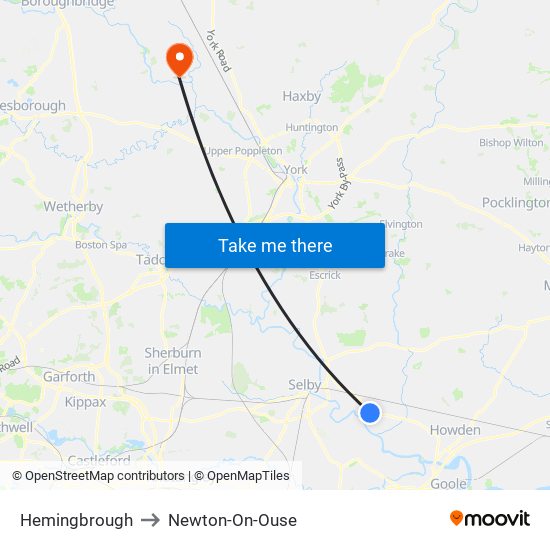 Hemingbrough to Newton-On-Ouse map