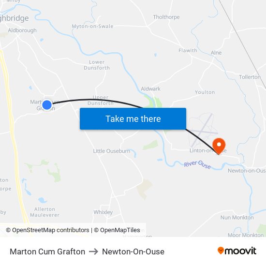 Marton Cum Grafton to Newton-On-Ouse map