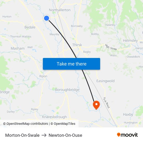 Morton-On-Swale to Newton-On-Ouse map