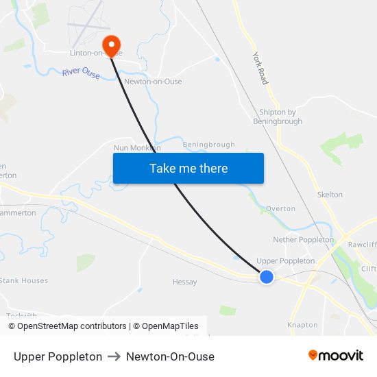 Upper Poppleton to Newton-On-Ouse map