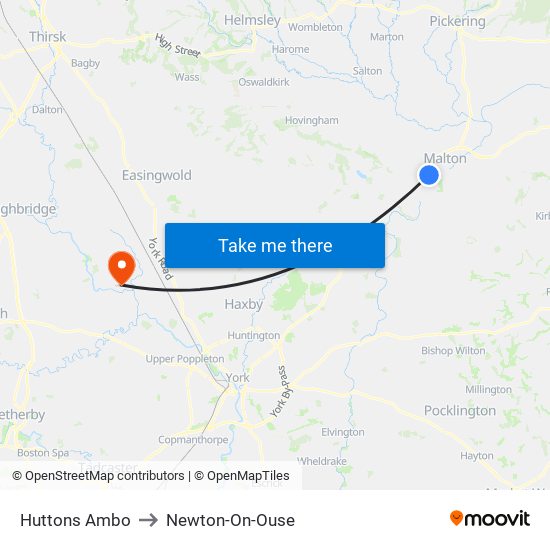 Huttons Ambo to Newton-On-Ouse map