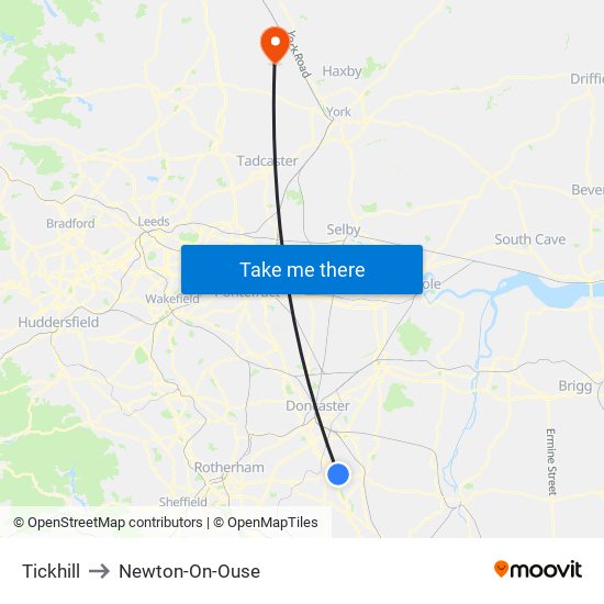 Tickhill to Newton-On-Ouse map