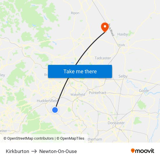 Kirkburton to Newton-On-Ouse map