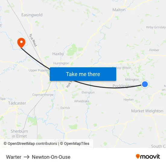 Warter to Newton-On-Ouse map