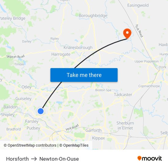 Horsforth to Newton-On-Ouse map