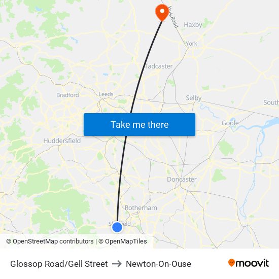 Glossop Road/Gell Street to Newton-On-Ouse map