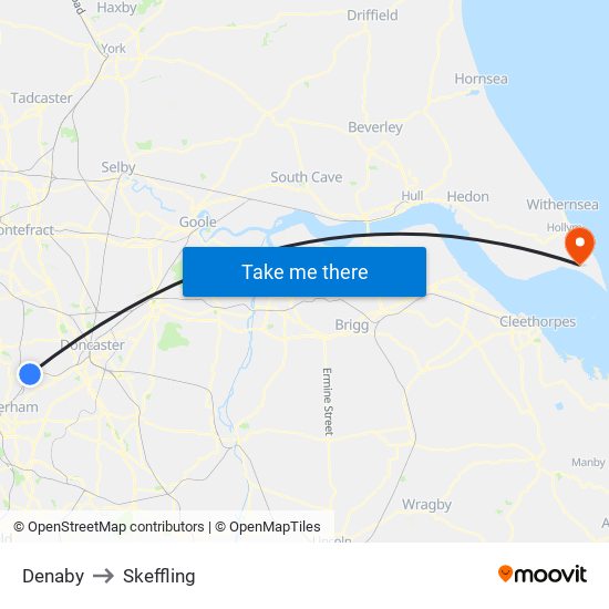 Denaby to Skeffling map