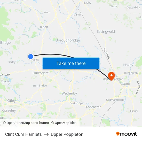 Clint Cum Hamlets to Upper Poppleton map