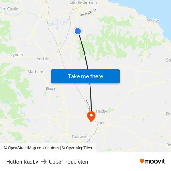 Hutton Rudby to Upper Poppleton map