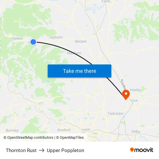 Thornton Rust to Upper Poppleton map