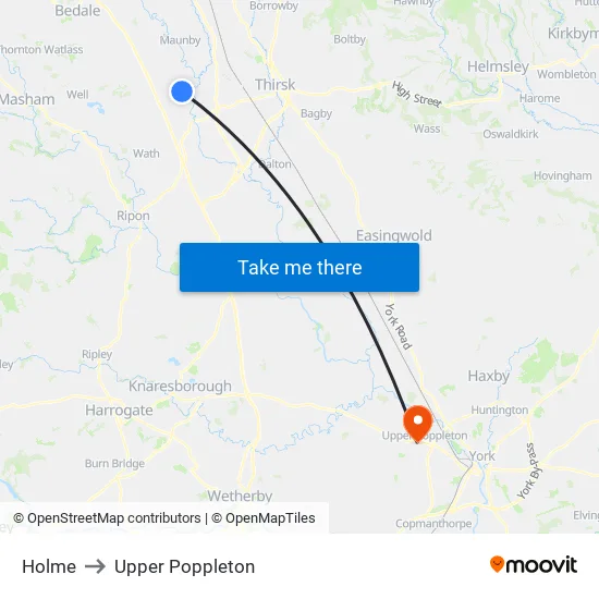 Holme to Upper Poppleton map