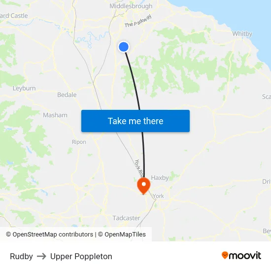 Rudby to Upper Poppleton map