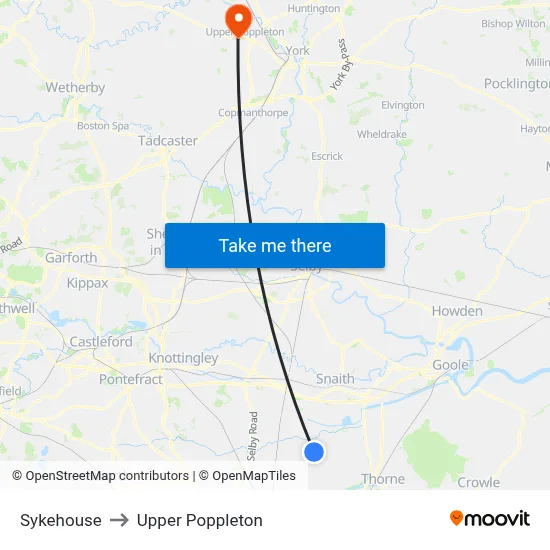 Sykehouse to Upper Poppleton map