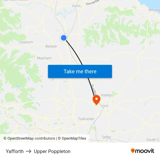 Yafforth to Upper Poppleton map
