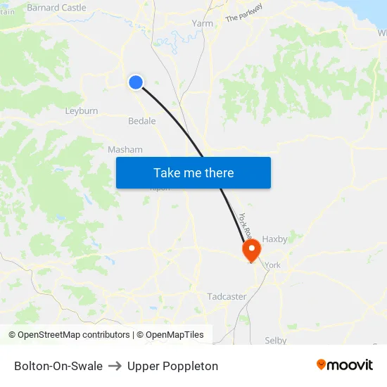 Bolton-On-Swale to Upper Poppleton map