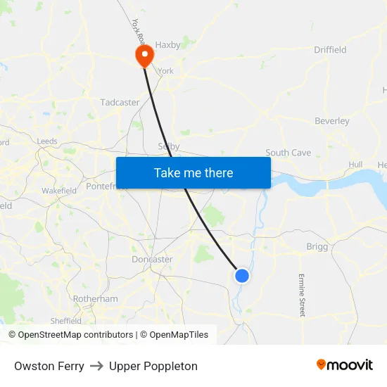 Owston Ferry to Upper Poppleton map
