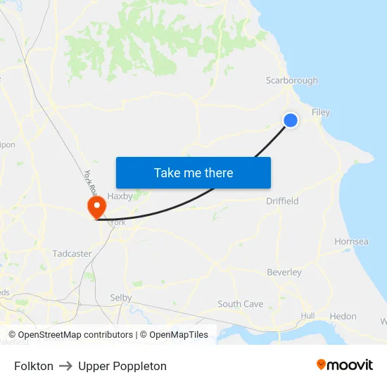 Folkton to Upper Poppleton map