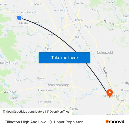 Ellington High And Low to Upper Poppleton map
