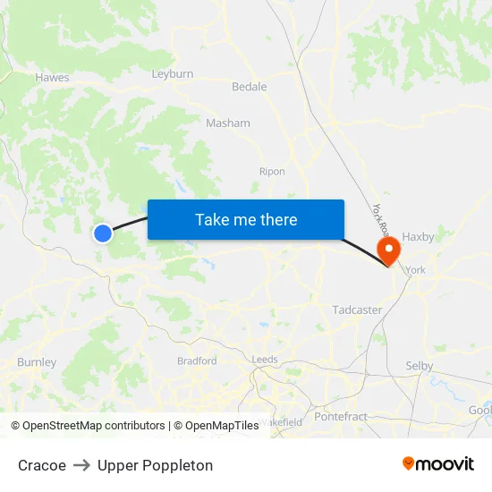 Cracoe to Upper Poppleton map