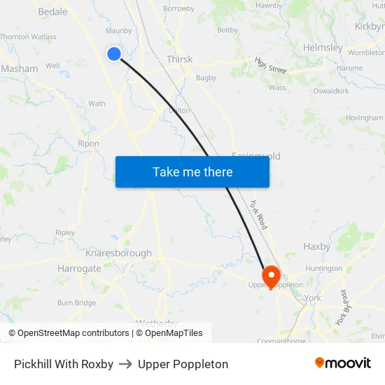 Pickhill With Roxby to Upper Poppleton map