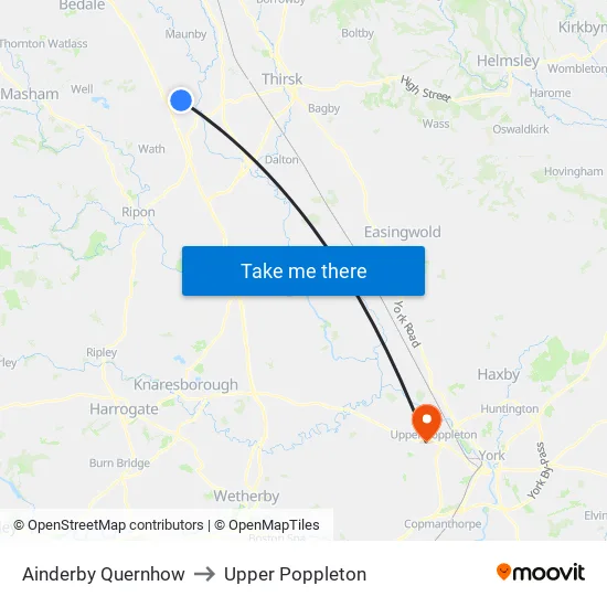 Ainderby Quernhow to Upper Poppleton map